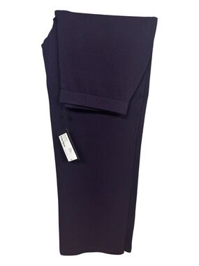 NWT St John Collection Aubergine Purple Santana Knit Wide Leg Pants Sz 12 (10)